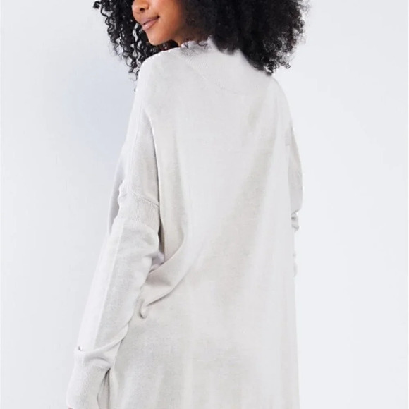 Light Gray Cold shoulder Sweater top - Picture 2 of 4